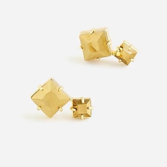 J crew gold Square sparkle earrings - Picture 1 of 3